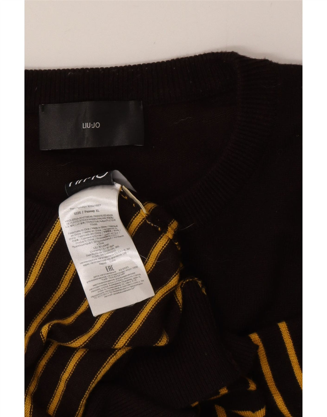 Liu Jo Uomo Maglione Girocollo Maglione XL Cotone a Righe Nero