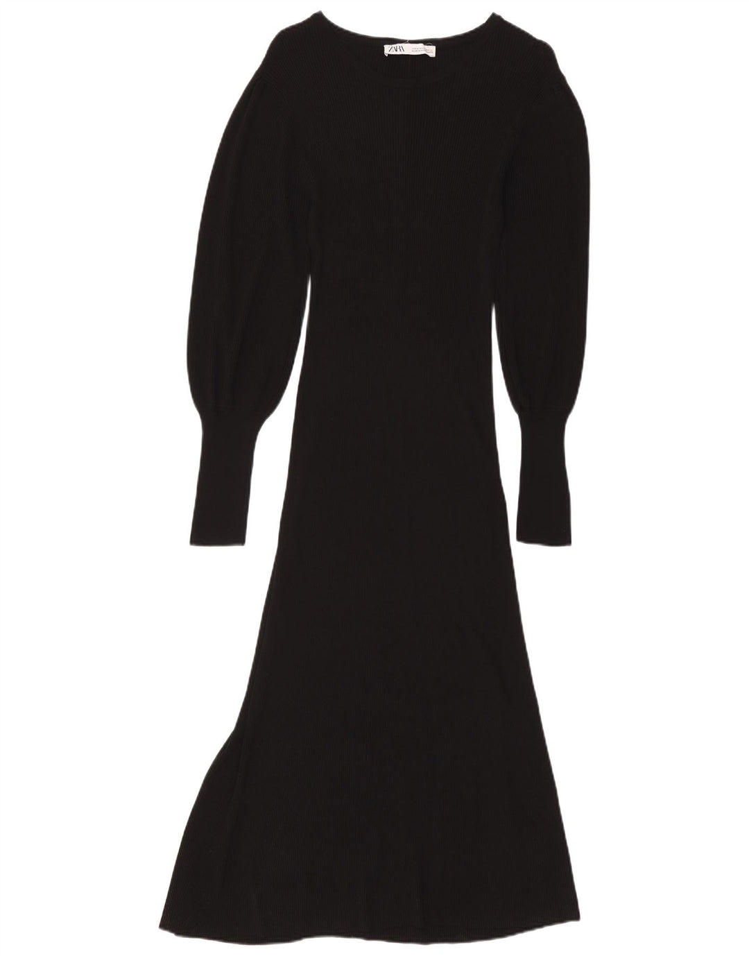 Abito lungo a maniche lunghe da donna ZARA UK 12 viscosa nera media