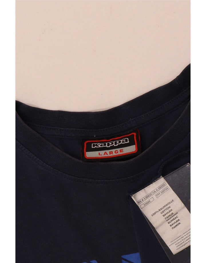T-shirt grafica da uomo Kappa Top Large in cotone blu navy