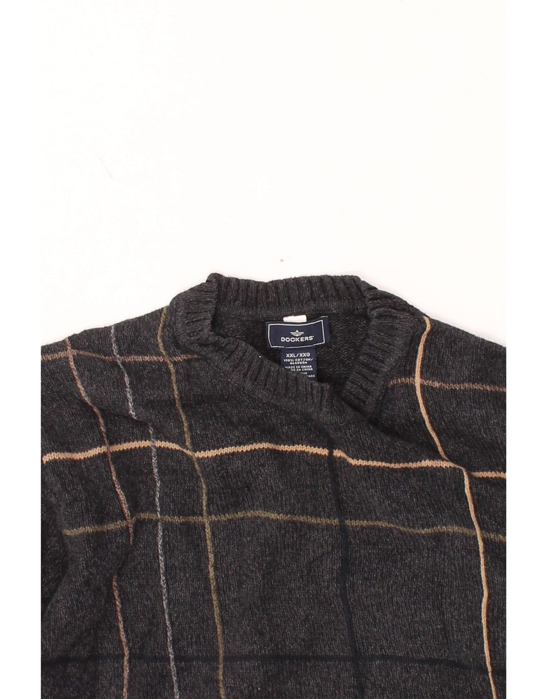 DOCKERS Maglione girocollo da uomo 2XL Cotone a quadri grigio