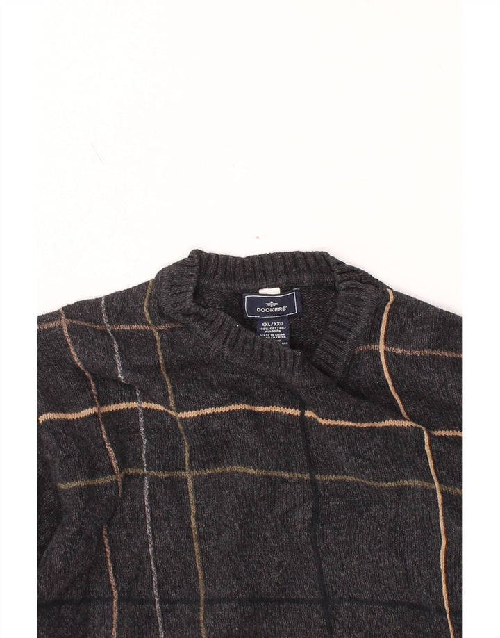 DOCKERS Maglione girocollo da uomo 2XL Cotone a quadri grigio