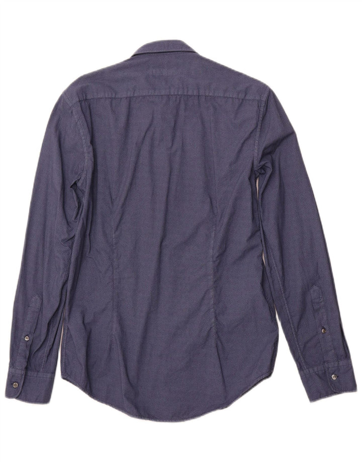 Camicia da uomo TRUSSARDI JEANS taglia 38 media in cotone geometrico blu navy