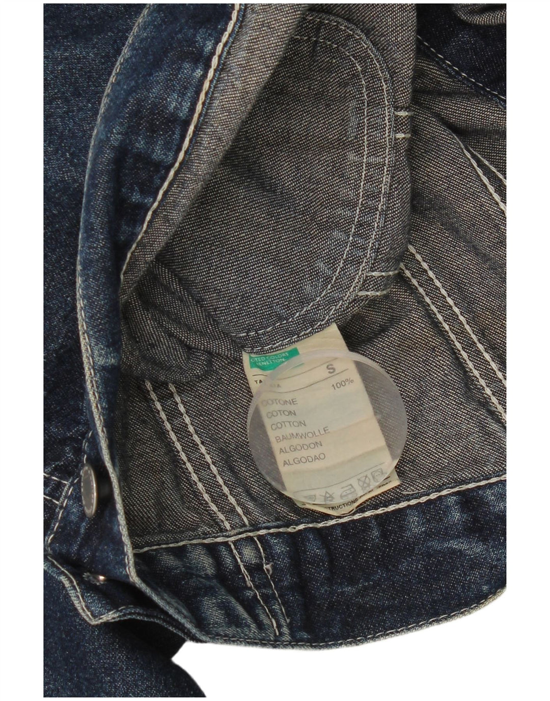 Giacca in denim corto da donna Benetton UK 10 piccolo cotone blu