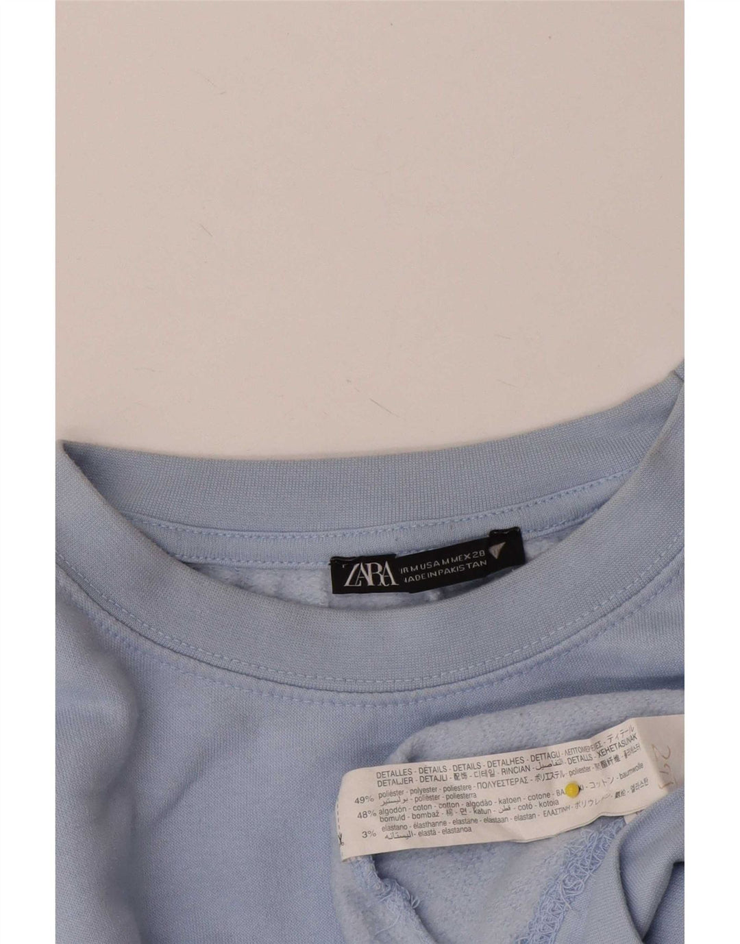 Felpa corta da donna Zara UK 14 poliestere blu medio