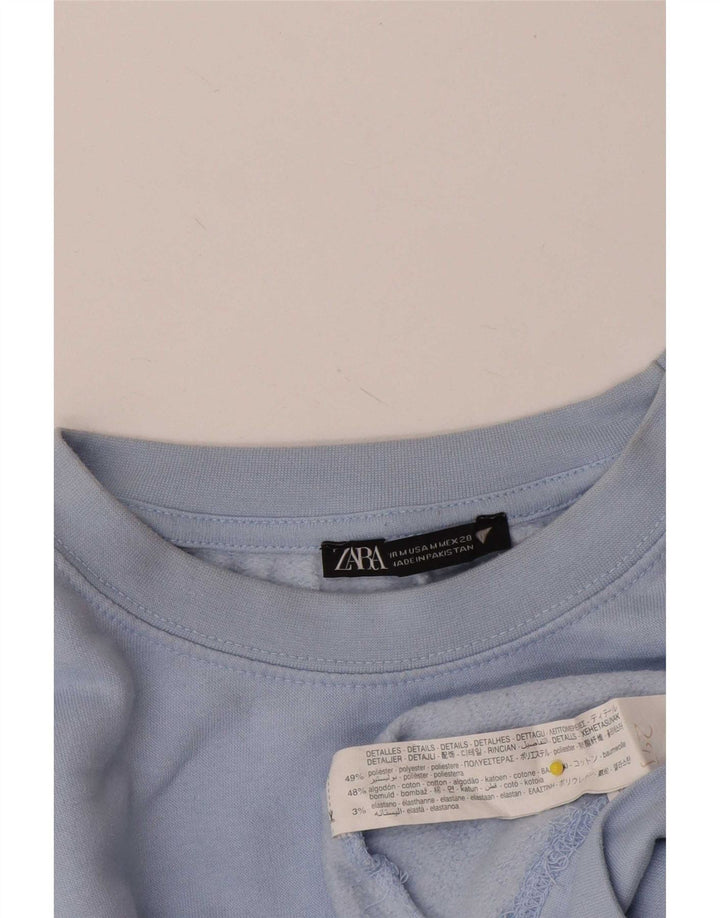 Felpa corta da donna Zara UK 14 poliestere blu medio
