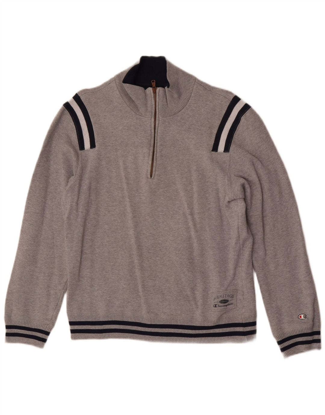 Felpa da donna con collo con zip Champion, maglione UK 12, colore grigio medio