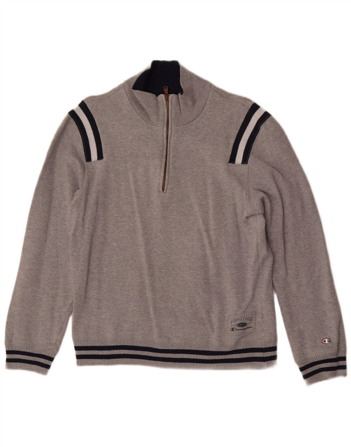 Felpa da donna con collo con zip Champion, maglione UK 12, colore grigio medio