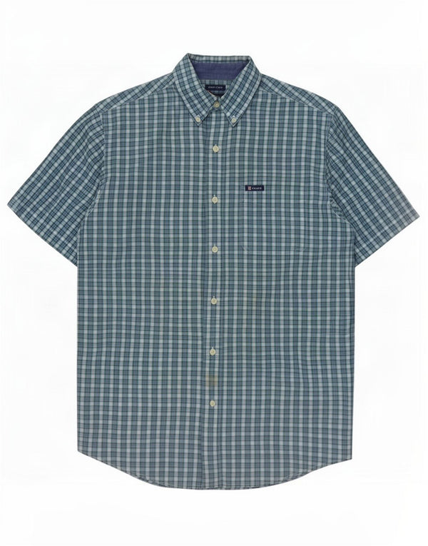Camicia a maniche corte da uomo Chaps in cotone a quadri blu piccolo