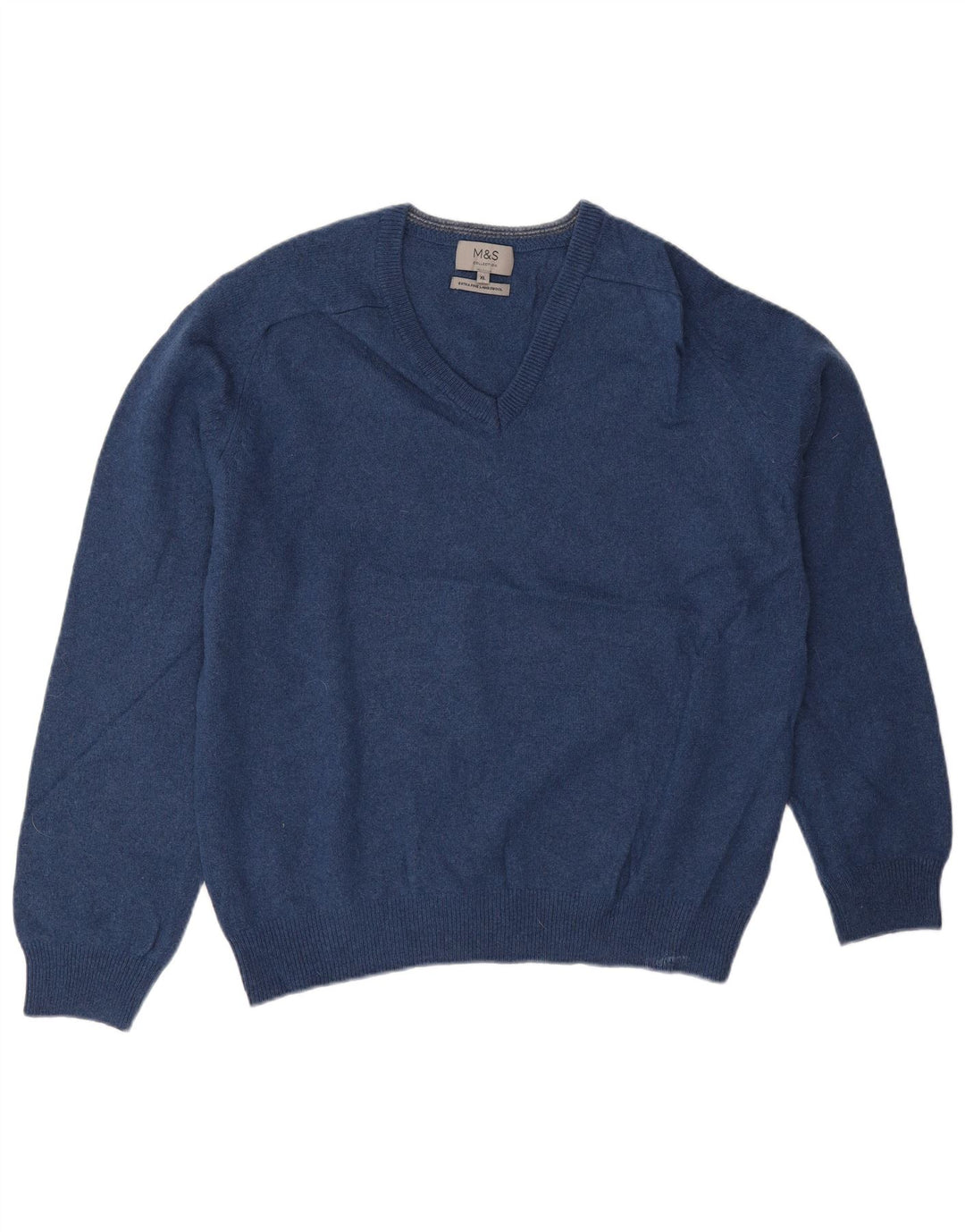 Maglione maglione con scollo a V da uomo Marks & Spencer XL lana blu