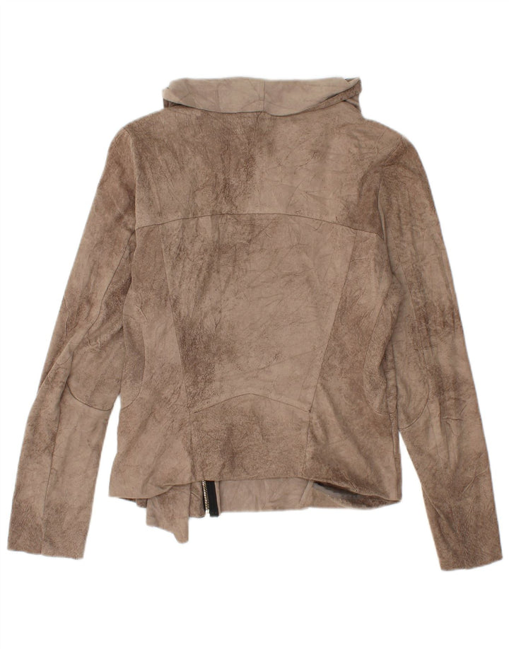 Giubbotto bomber corto da donna ZARA UK 14 grande poliestere marrone tie-dye