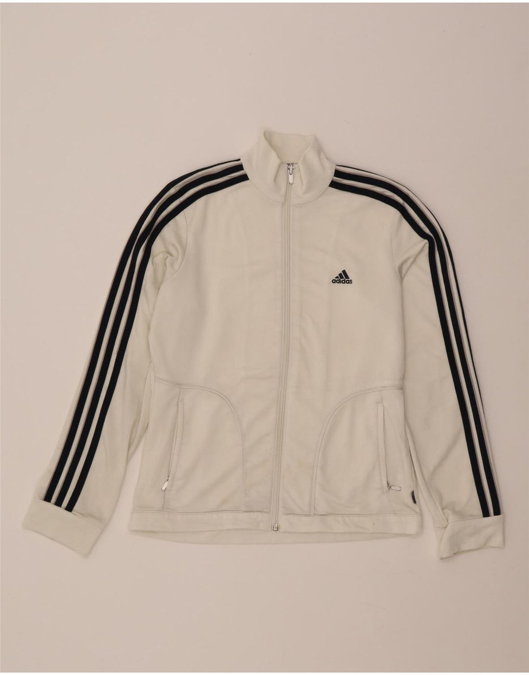 Giacca da tuta da donna ADIDAS UK 14 poliestere bianco medio