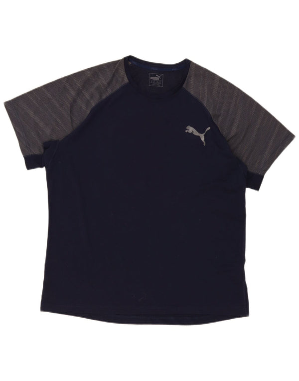 T-shirt da uomo Puma Top XL blu navy in poliestere color block