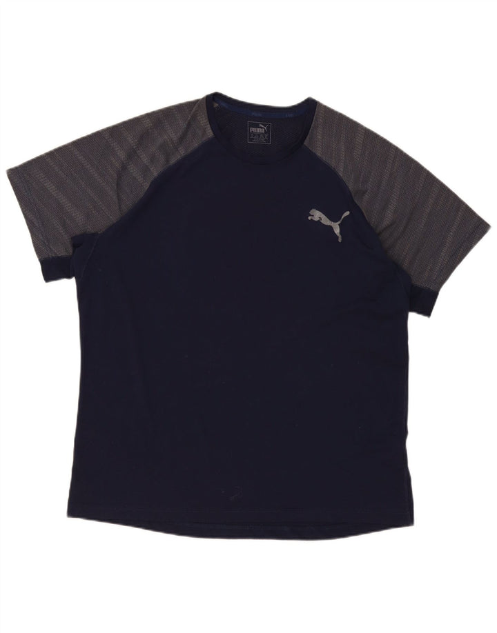 T-shirt da uomo Puma Top XL blu navy in poliestere color block