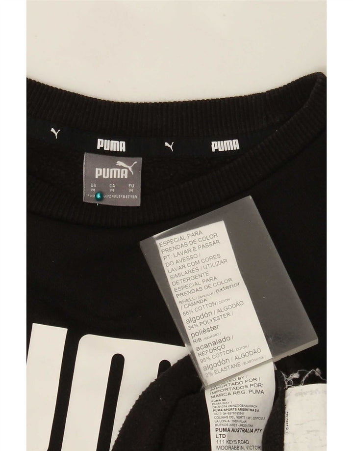 Felpa grafica da donna Puma Jumper UK 14 Medium Black Cotton