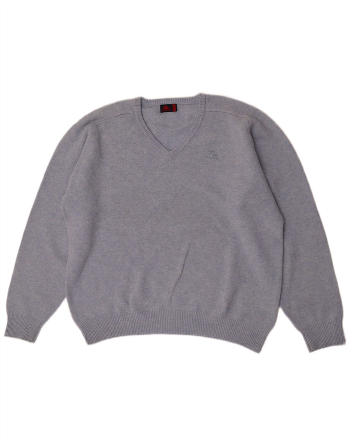 Maglione Kappa da uomo con scollo a V 2XL in lana vergine blu