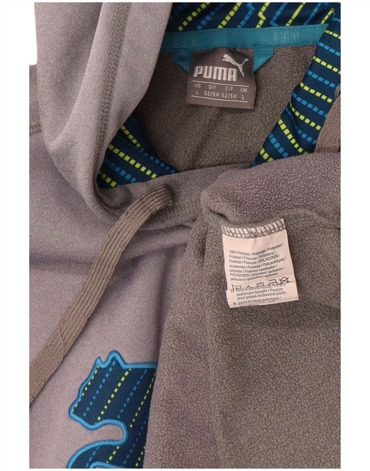 Felpa con cappuccio grafica da uomo Puma Large in poliestere grigio