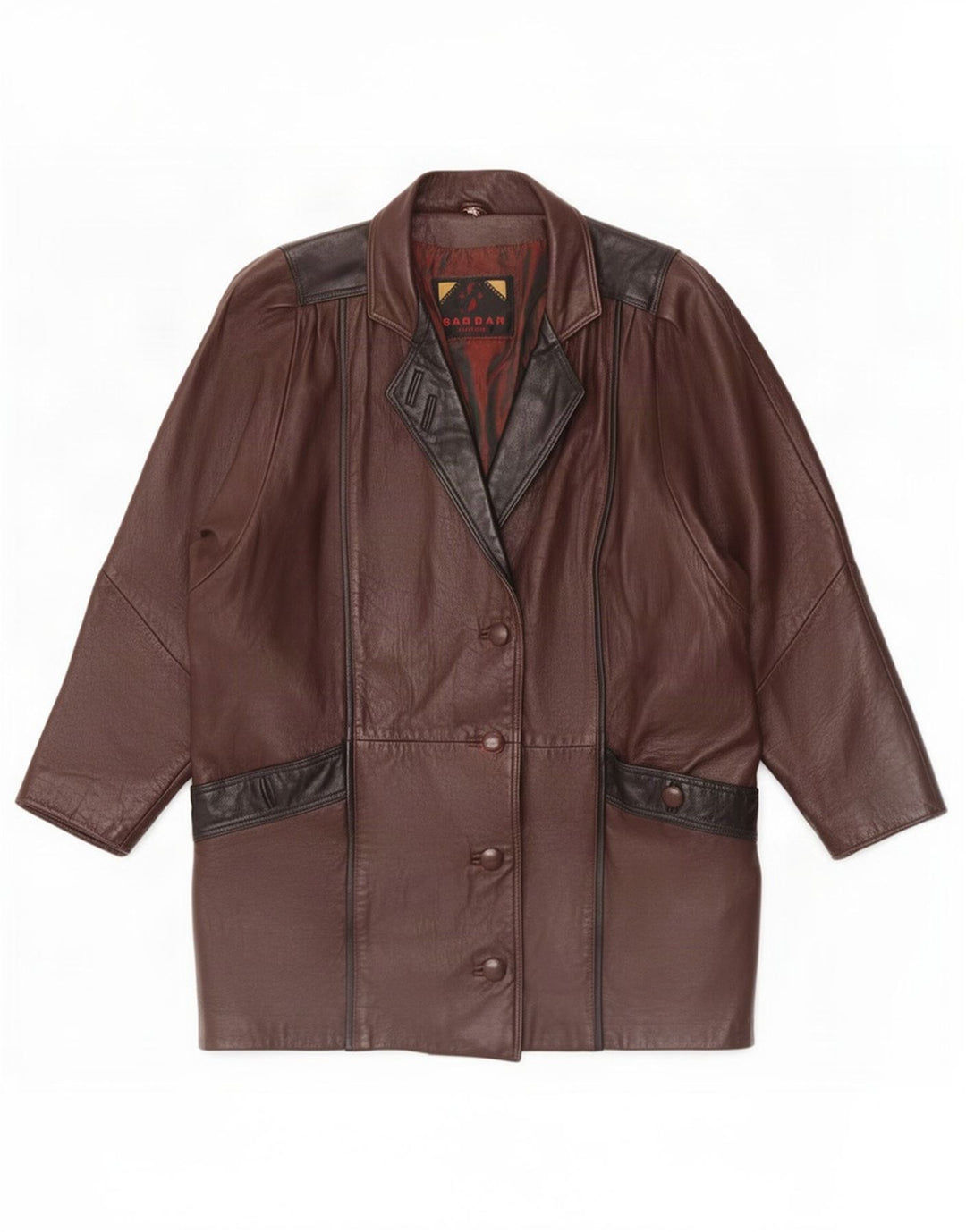 Cappotto oversize in pelle da donna Sardar UK 16 grande marrone