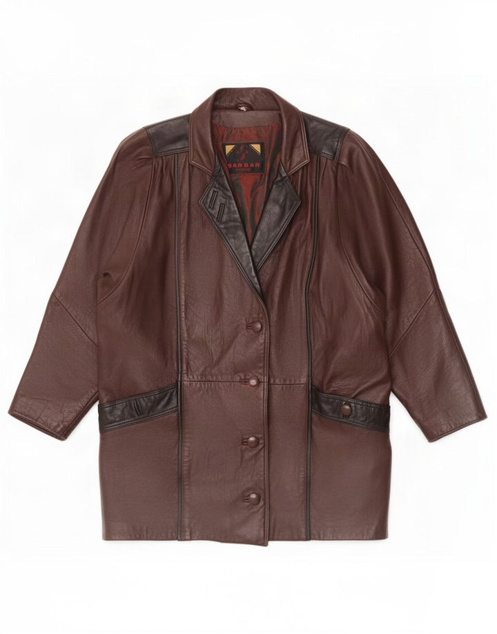 Cappotto oversize in pelle da donna Sardar UK 16 grande marrone