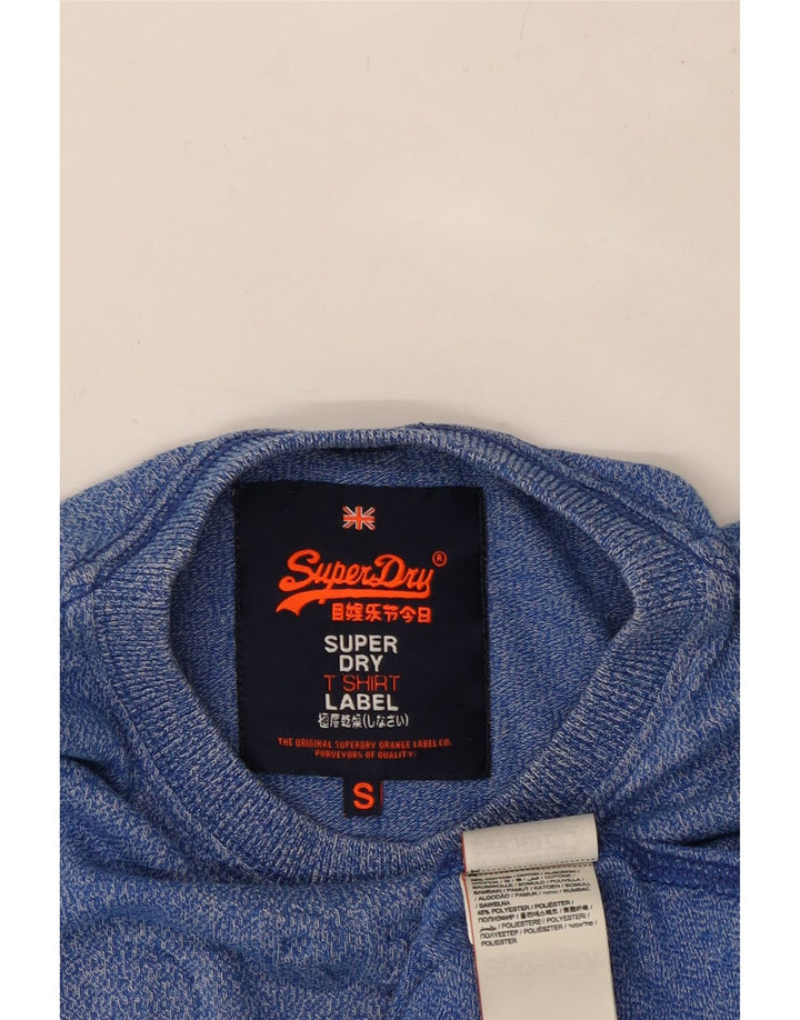 T-shirt grafica da uomo SUPERDRY Top in cotone chiazzato blu piccolo