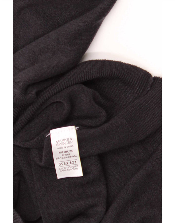 Maglione da uomo Marks & Spencer con scollo a V blu Harbour, acrilico blu scuro medio