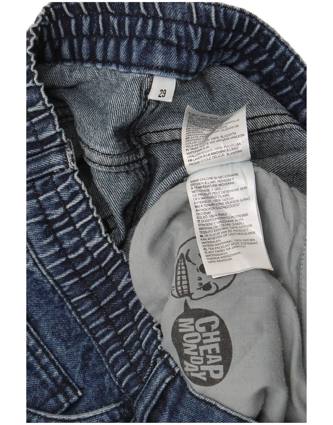 Bermuda in denim da uomo Cheap Monday W29 piccolo in cotone blu navy