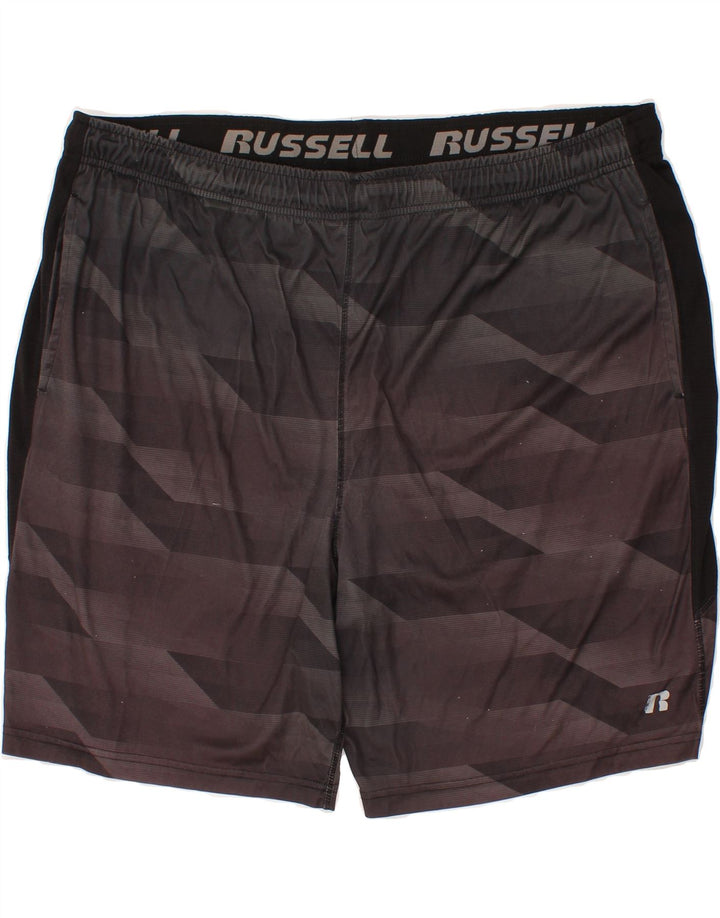 RUSSELL ATHLETIC Mens Dri-Power Sport Shorts XL  Black Geometric Polyester Vintage Russell Athletic and Second-Hand Russell Athletic from Messina Hembry 