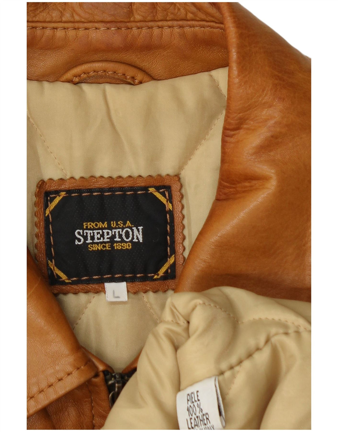 Giacca in pelle vintage da uomo UK 40 grande in pelle marrone