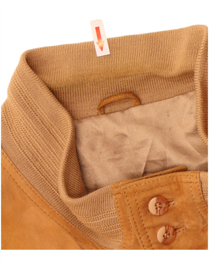 Giubbotto bomber in pelle scamosciata vintage da uomo UK 40 grande beige