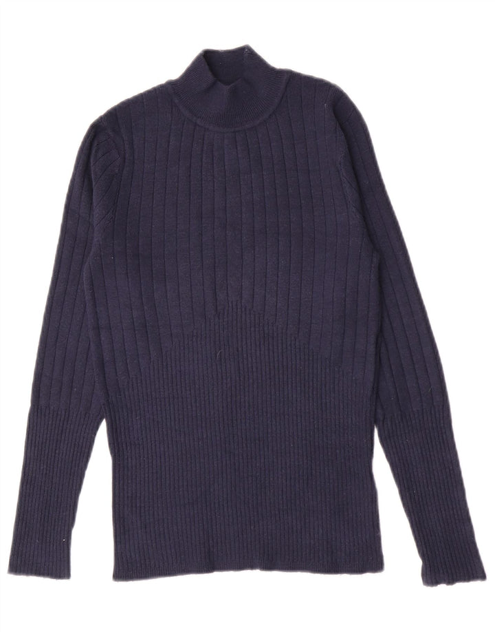 Maglione maglione a collo alto da donna Marks & Spencer UK 10 piccolo blu navy