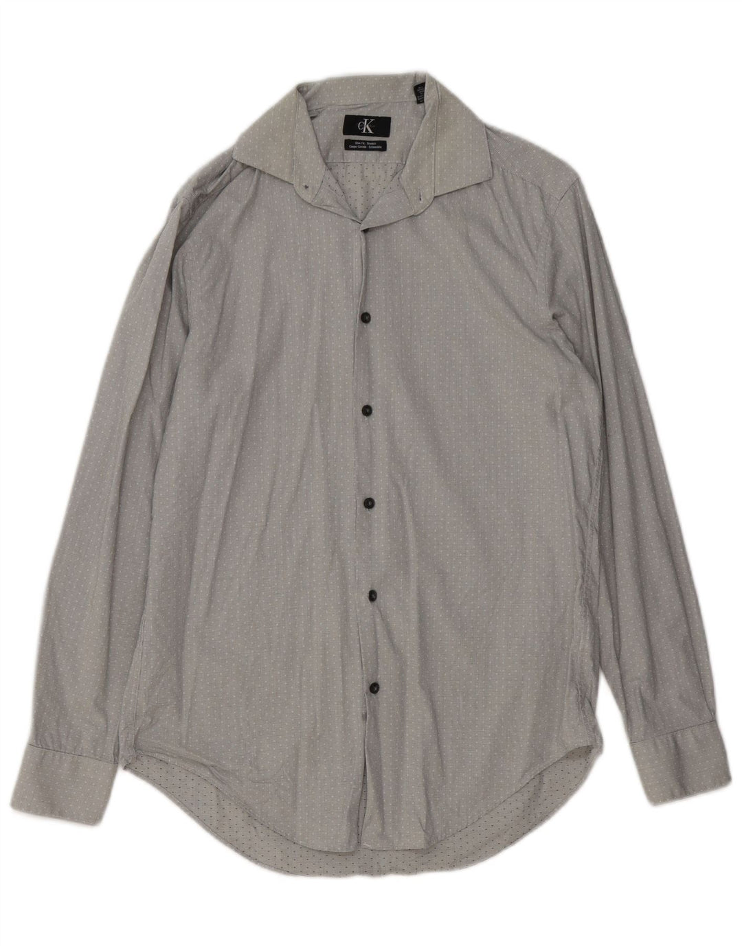 CALVIN KLEIN Camicia slim fit da uomo taglia 15 cotone maculato grigio medio