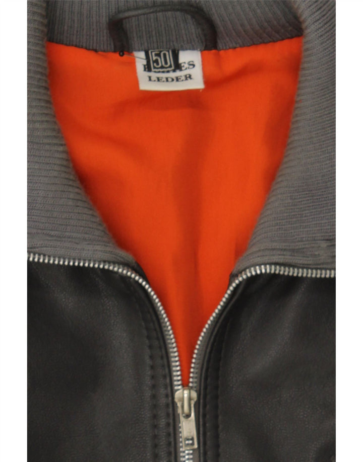 VINTAGE Womens Leather Jacket IT 50 Large Grey Leather Vintage Vintage and Second-Hand Vintage from Messina Hembry 