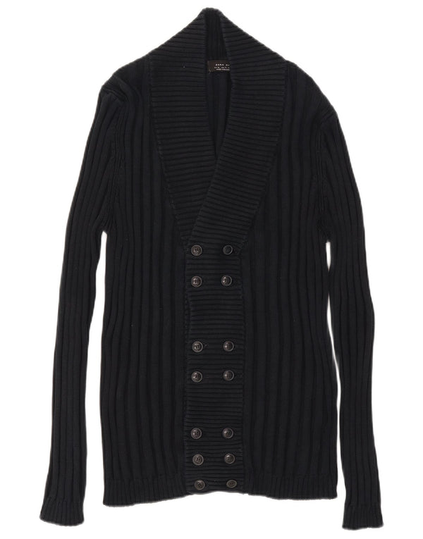Maglione cardigan da uomo Zara XL in cotone blu navy