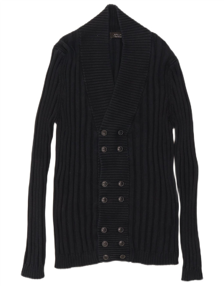 Maglione cardigan da uomo Zara XL in cotone blu navy