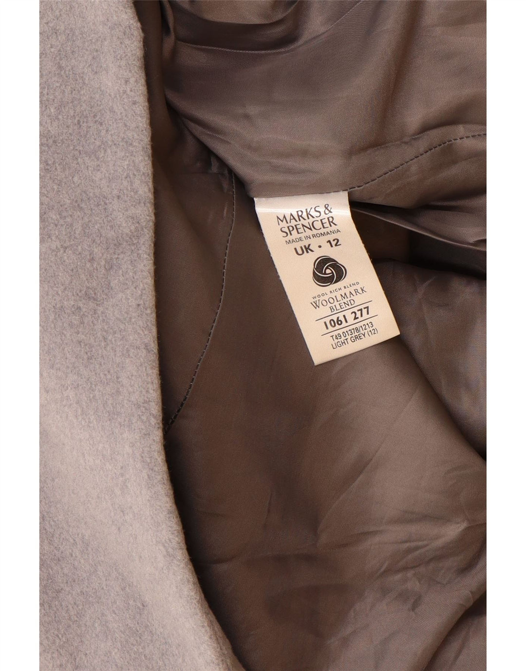 Cappotto da donna Marks & Spencer UK 12 Lana nuova grigio medio