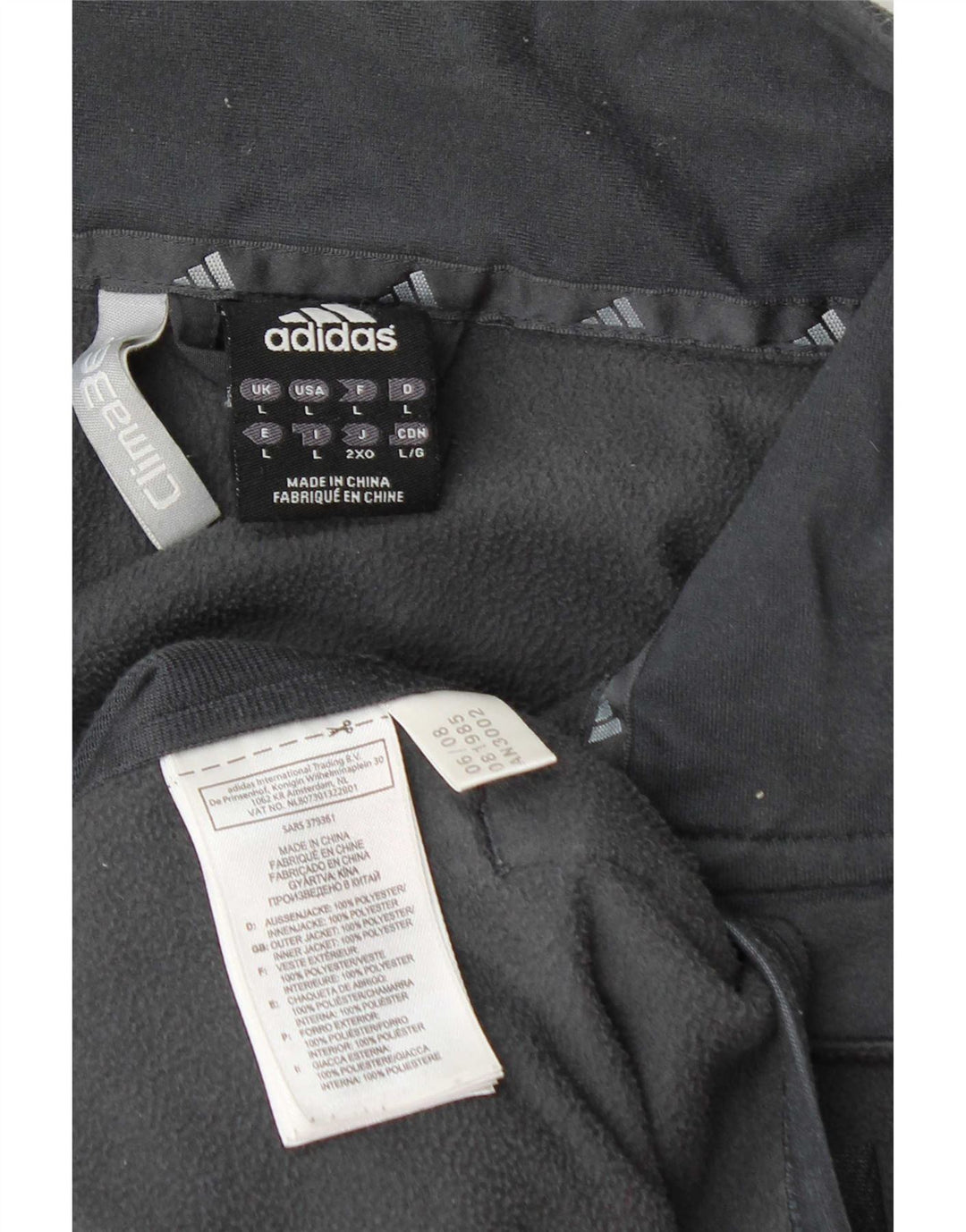 Giacca in pile da uomo Adidas UK 40 grande poliestere grigio