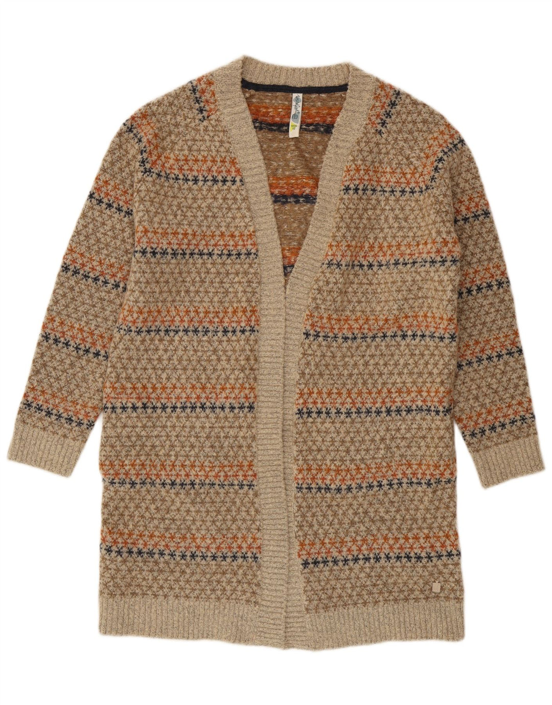 Maglione cardigan lungo da donna Weird Fish UK 12 Beige medio geometrico