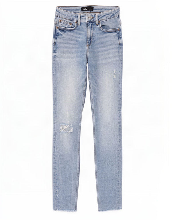 Jeans skinny effetto invecchiato da donna Zara EU 36 XS W26 L27 cotone blu