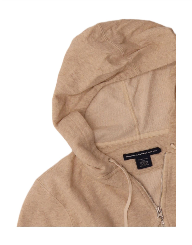 RALPH LAUREN Womens Crop Zip Hoodie Sweater UK 18 XL Beige Cotton Vintage Ralph Lauren and Second-Hand Ralph Lauren from Messina Hembry 