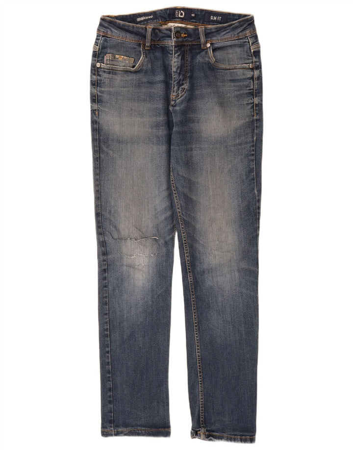 Jeans slim invecchiati da donna di Dack IT 46 Large W30 L29 cotone blu