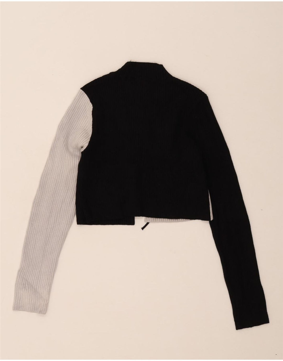 Top corto da donna Zara a maniche lunghe UK 12 viscosa color block medio nero