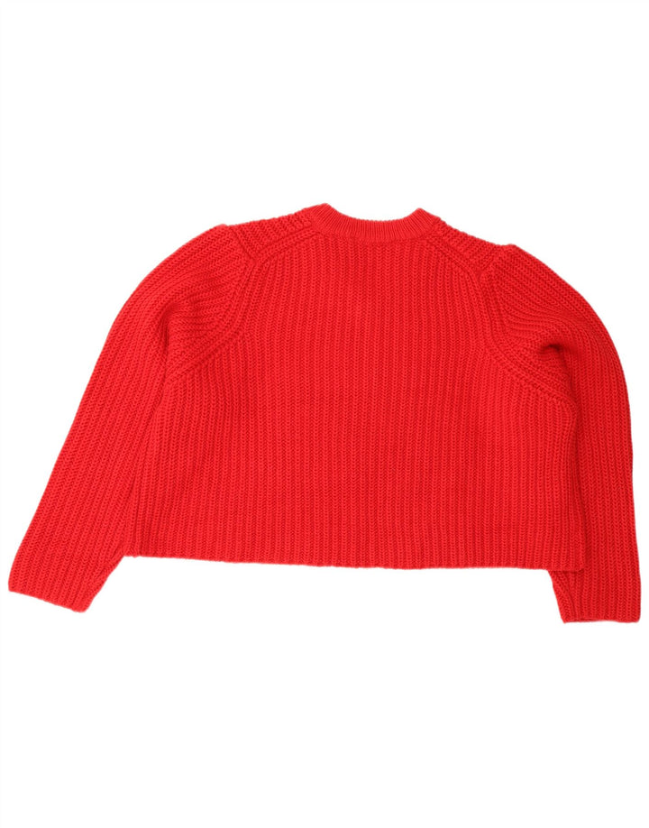 Maglione corto oversize con scollo a V corto da donna Zara UK 14 rosso medio