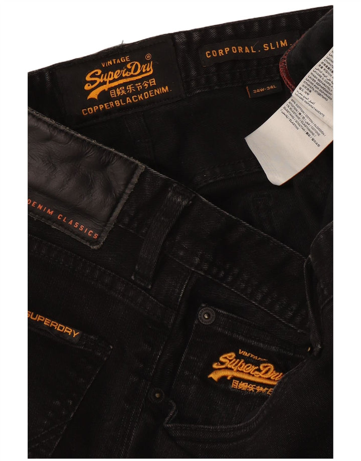 Jeans slim da uomo Superdry W34 L34 cotone nero