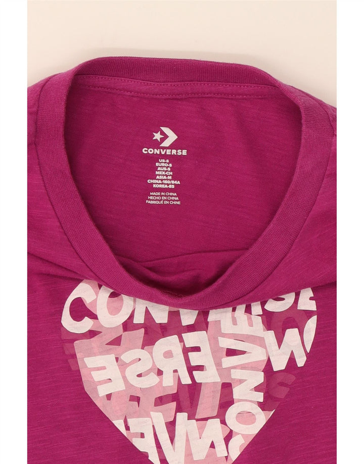 CONVERSE Womens Oversized Graphic T-Shirt Top UK 10 Small Pink Cotton Vintage Converse and Second-Hand Converse from Messina Hembry 