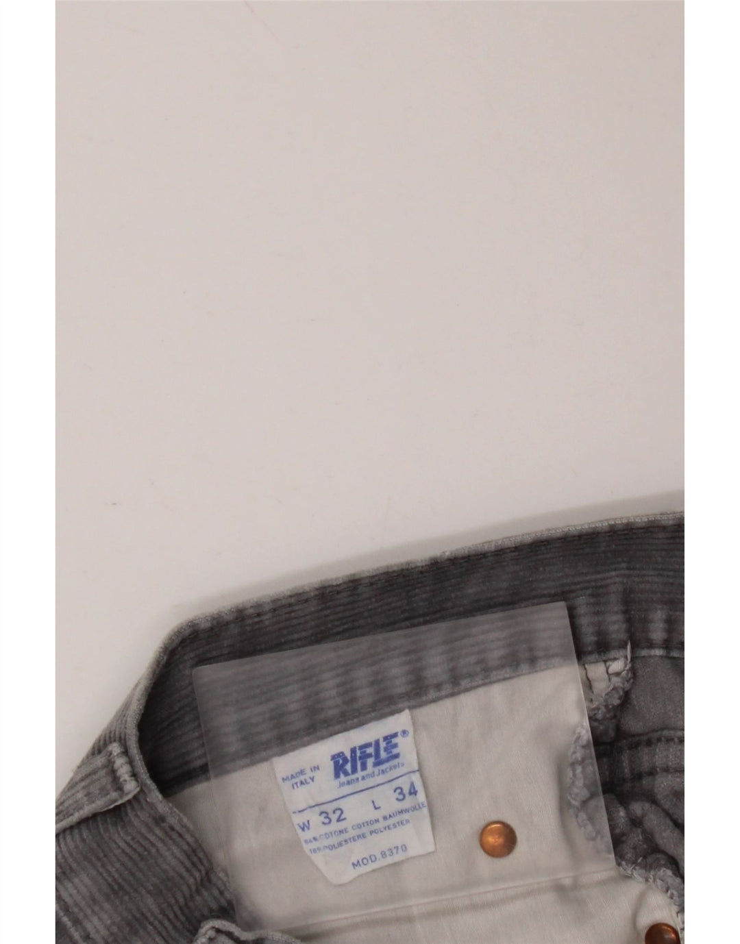 RIFLE Pantaloni dritti da uomo in velluto a coste W28 L28 in cotone blu