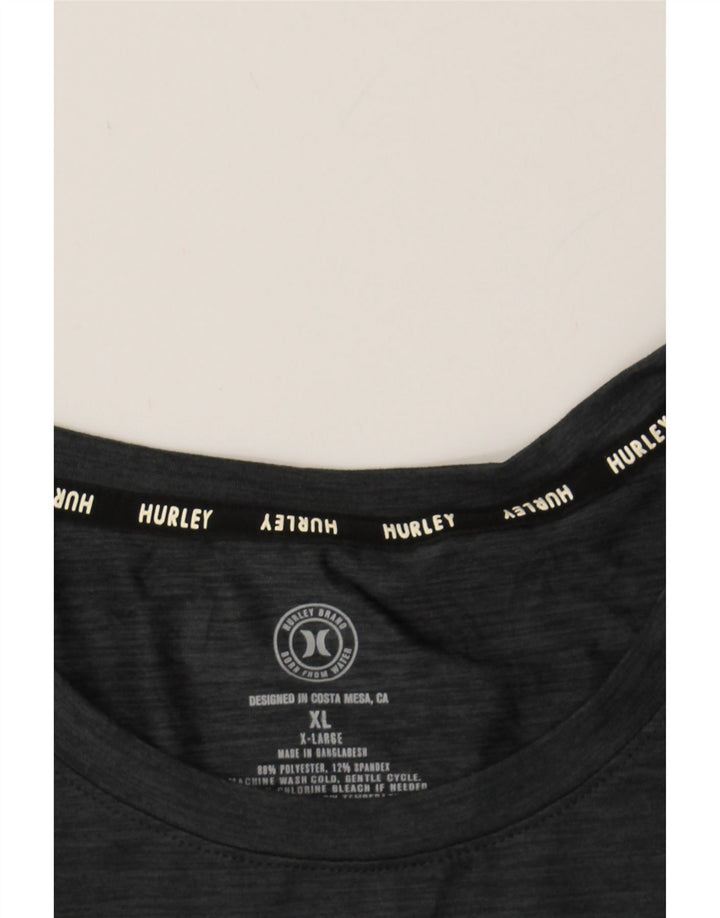 HURLEY Mens Graphic T-Shirt Top XL Grey Polyester Vintage Hurley and Second-Hand Hurley from Messina Hembry 