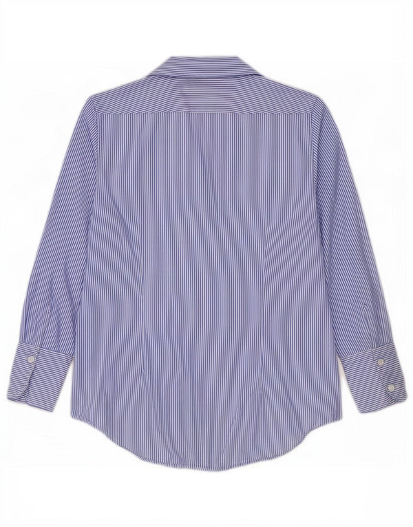 Camicia Jaeger da donna con maniche a 3/4 UK 14 grande cotone gessato blu
