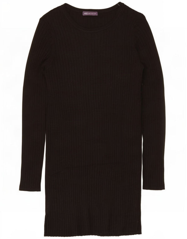 Abito maglione a maniche lunghe da donna Marks & Spencer UK 12 viscosa nera media
