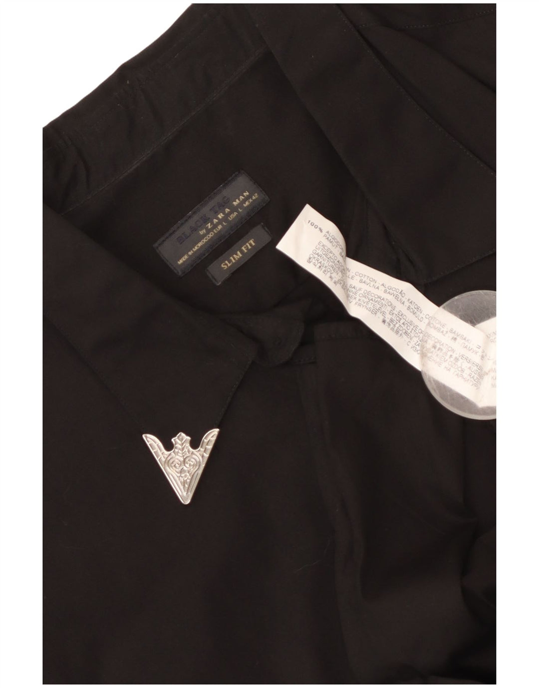 Camicia Zara da uomo slim fit grande in cotone nero