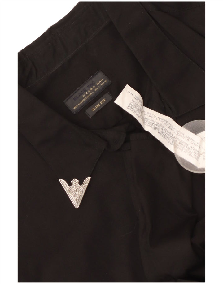 Camicia Zara da uomo slim fit grande in cotone nero