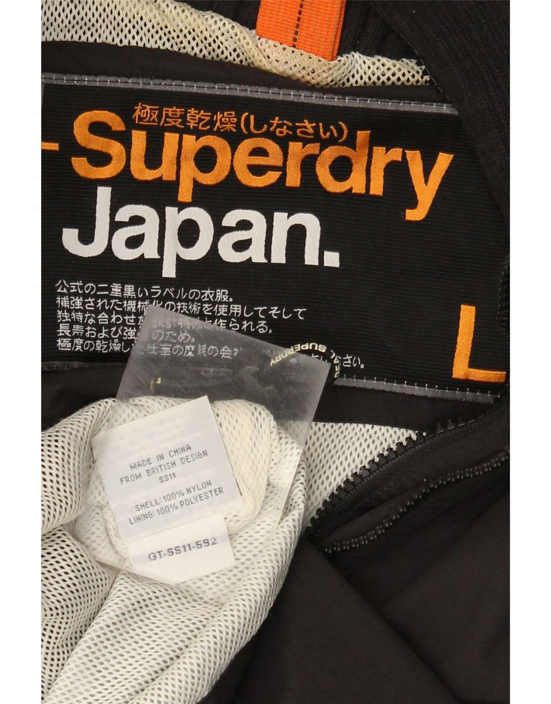 Giacca antipioggia da uomo con cappuccio Superdry UK 40 Large in nylon nero